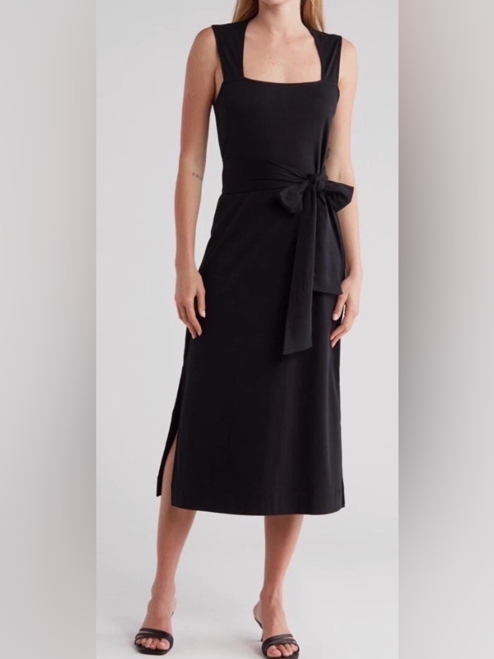 VINCE Tie Waist Sleeveless BlackCotton Dress Sz Small NWT